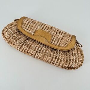 Jane Bolinger Gold Woven Clutch Evening Bag